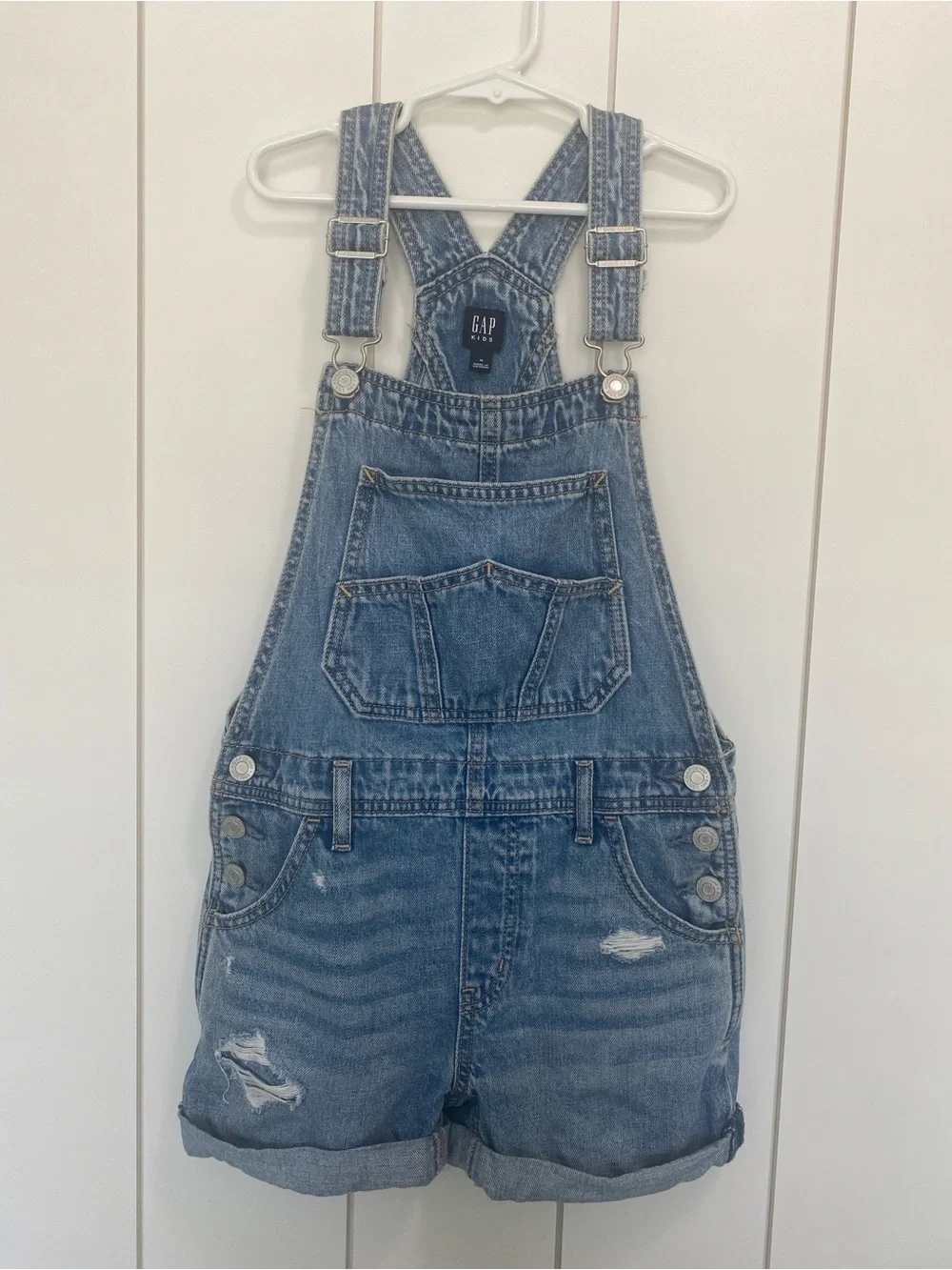 GAP Kids Distressed Denim Short Overalls